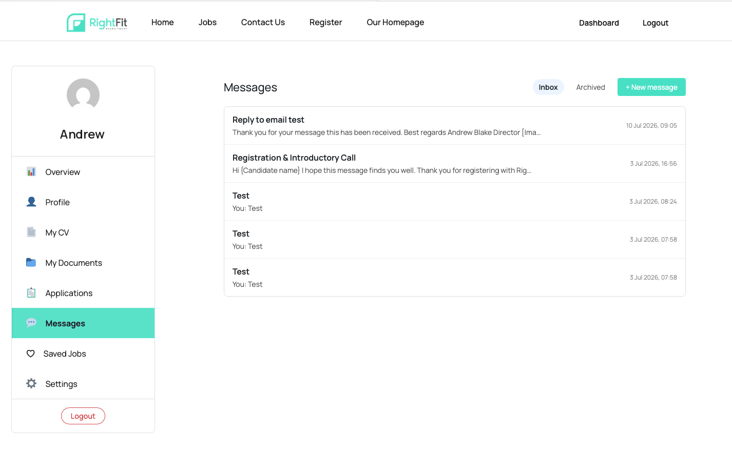 Candidate portal — real-time messaging with a recruiter, under your brand